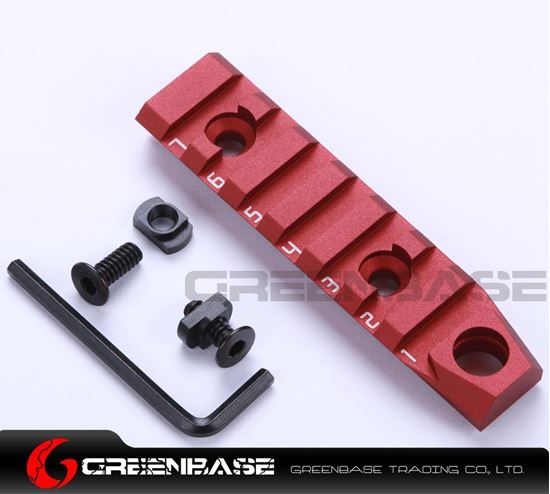 Picture of NB 7 Slots Dual Interface M-LOK Rail Section 3/8'' Qucik Detachable Socket QD Attachment Feature Red NGA1372